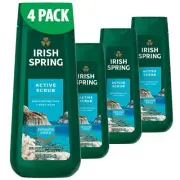 Irish Spring Active Scrub Exfoliating Body Wash for Men 20 Fl Oz Pack of 4