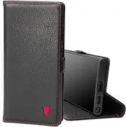 TORRO Phone Case Compatible with Samsung Galaxy S22 Ultra 5G – Quality, Genuine Leather Cover with Card Slots and Horizontal Viewing Stand (Black)
