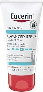 Eucerin Advanced Repair Hand Cream, Travel Size Hand Cream for Dry Hands, Unscented Hand Moisturizer Enriched with Ceramides, 2.7 Oz Tube