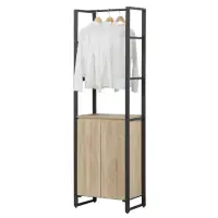 在飛比找momo購物網優惠-【AT HOME】2.3尺梧桐色鐵架雙門單吊衣櫃/衣櫥 現代