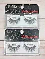 Ardell Black Wispies #113 False Fake Strip Eyelashes (Lot of 2 Pairs) Reusable