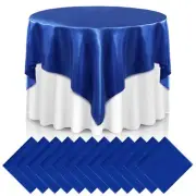12 Pcs 72 Inch Satin Tablecloth Square Overlay Smooth Fabric Tablecloth Satin...