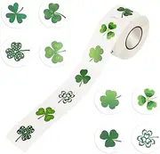1 Roll 500pcs St Patricks Day Stickers, Self-Adhesive Shamrock Sticker Irish Lucky Three Leaf Clover Sticker, Decals for St Patrick's Day Party Decorations,Cards,Gift Bags,Parties Supplies Decorations