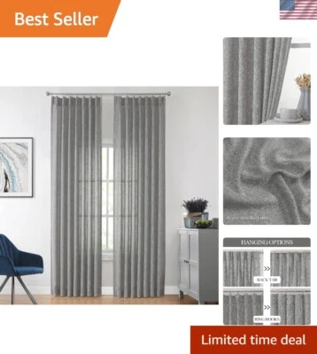 Elegant Pinch Pleated Semi Sheer Curtains - Charcoal Grey, 40"x120" (Set of 2)