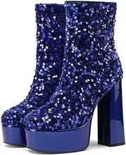 [HOBTEC] Women's Platform Boots Fashionable Short Boots with Chunky Heel