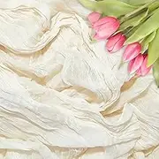 Ivory Cheesecloth Table Runner 35×120 Inch Boho Gauze Rustic Spring Easter Table Runner for Baby Shower Wedding Decorations Bridal Shower Birthday Party Tea Party Decorations(10Ft)