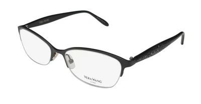 NEW VERA WANG LUXE MARCELINE EYEWEAR BK BLACK METAL & PLASTIC 53-16-140 CAT EYE