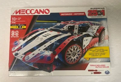 Meccano 25 in 1 Motorized Supercar Building Kit #21202 Real Metal New Sealed