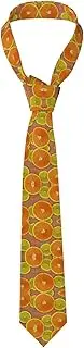 [CADREWY] Lemons And Oranges Print Soft Men Necktie Classic Tie For Weddings And Special Occasions Ties Business, Black