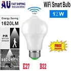 12W E27 B22 Smart Bulb PIR Sensor Motion Bulbs LED Security Lights Globe Lamps