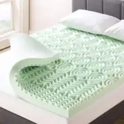 Mellow 4 Inch 5-Zone Memory Foam Mattress Topper, Calming Green Tea Infusion,...