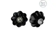 Nicola Spring 6pc Vintage Flower Ceramic Drawer Knobs Set - Interior Furniture Cupboard Door Handle - 4.5cm - Black