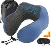 Blue Travel Memory Foam Rebound Pillow U-shaped Sleeping Pad Neck Support