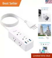 Travel-Friendly Type L Plug Adapter - 6 Outlets & 3 USB Ports, Surge Protected