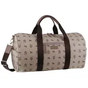 Pierre Cardin Leather/Canvas Print Overnight Duffel Travel Bag 50x25cm Beige