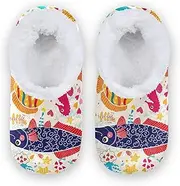 [Caihoyu] Slipper for Kids Girls Boys Fuzzy Fleece Anti-Skid Sole Lightweight House Slipper Socks Indoor Outdoor Winter Bedroom
