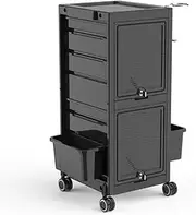 Salon Trolley Hairdressing Lockable Tool Cart Salon Rolling Trolley Cart Salon Tray on Wheels with Functional Partition for Salon Station for Salons Spas