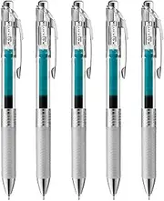 Pentel Energel Infree Gel Ink Ballpoint Pen 0.5mm, Needle Tip, Turquoise blue Ink, 5 pen set(Japan Import)