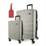 2pc Pierre Cardin Hard-Shell Large & Cabin Set Travel Luggage Tag Snow