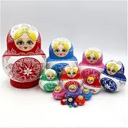 Matryoshka Russian Matryoshka 15 Pcs Traditional Headscarf Nesting Dolls Classical Hand-Painted Wooden Decorative Wish Gift The Perfect Blessing Gift