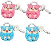 Homoyoyo 4pcs Miniature Cartoon Padlocks Tiny Metal Locks with Keys for Travel Bags School Lockers Diary Books and Jewelry Boxes