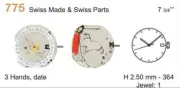 Watch Movement Ronda 775 7 3/4` SC DATE3 Quartz (364)
