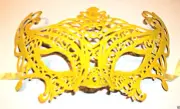 Yellow Venetian Laser Cut Mardi Gras Masquerade Value Mask Elaborate Design