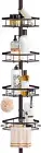 Rustproof Tension Pole Shower Caddy – Corner Organizer with 4 Baskets, Bronze