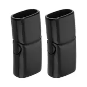 12mm x 6mm Flat Leather Clasps, 2Pcs Steel Clasps for DIY (Black)
