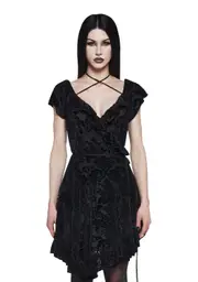 [Widow] Wildflower Dreams Wrap Dress - Black