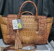 BRAHMIN NWT ANNA SATCHEL TOASTED ALMOND BAG W/TASSEL BEAUTIFUL RARE!