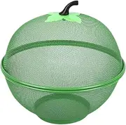 Generic Mesh Fruit Basket with Lid Covered Food Strainer Decorative Fruit Bowl for Kitchen Counter, green