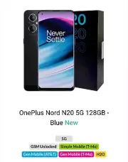 OnePlus Nord N20 5G 128GB Unlocked T-Mobile/AT&T/Metro PCS/Mint Mobile/Cricket