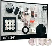Bulletin Board, 24" x 16" Decorative Felt Pin Board, Cork Board Alternative for Wall, Drill-Free Installation Foldable Picture Board Vision Board with Pushpins for School, Home, Office
