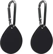 MEZON [2 Pack] Black Silicone Protective Full Coverage Case Holder for Apple AirTag Tracker with Keychain Ring (Silicone Full, Black)