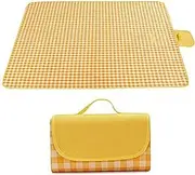 GAIVEK Picnic Blanket Extra Large Outdoor Blanket 2 * 2M Portable Waterproof Beach Mat, Foldable, with Handle for Beach, Camping, BBQ, Park Grass, Outdoor, Hiking, Outdoor Rest (Yellow)