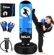 Esnowlee Punching Bag for Kids, Kids Boxing Set with Boxing Gloves 66" Large Inflatable Punching Bag,Gifts for Boys & Girls Age 5-12 for Practicing Karate, Taekwondo