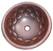 17" Round Hand-Hammered Drops Antique Bathroom Copper Sink