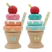 Kaper Kidz Calm & Breezy Stacking Icecream Strawberry/Mint Children's Toy Set