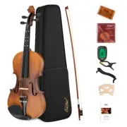 4/4 Full Size Violin Set with Case, Bow, Tuner, Rosin, Extra Strings