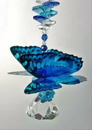 Blue Butterfly Crystal Suncatcher, handmade rainbow suncatchers sun catcher gift