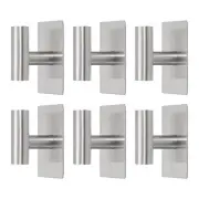 6pcs Self Adhesive Hooks Stainless Steel Shower Robe Towel Wall Hooks, Silver