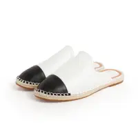 在飛比找momo購物網優惠-【viina】羊皮休閒草編平底穆勒鞋-白(平底娃娃鞋)