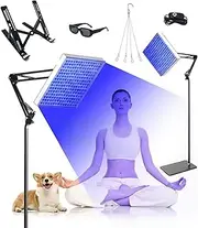 225 LED Home Tanning Lamp,45W Face and Body Sun Lamp with 30 min Timed, LED Skin Tanning Light, Hanging Ring Hook & Desktop & Adjustable Height Stand and Blindfold