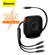 Baseus Retractable 100W 3 in 1 USB C Cable for iPhone 14 13 12 Desktop Charger
