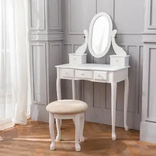 【AccessCo】新古典法式公主風水晶化妝桌椅組_純潔白 BF-SU548W(化妝桌/化妝鏡/收納)