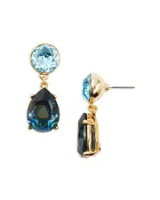 Kenneth Jay Lane Blue Tonal Stone Drop Earrings in Gold Tone