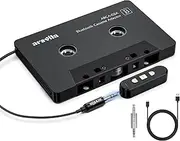 arsvita Car Audio Cassette to Aux Adapter, 5.1 Bluetooth Receiver Kit for Cassette to Aux Adapter, Bluetooth Receiver Compatible with 3.5 MM Auxillary Cable Tape Adapter, Black, Type BCAK04