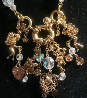 KIRKS FOLLY RARE/SIGNED "DANCE WITH FAIRIES" CHARM NECKLACE AWESOME BEAUTY