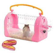 Nevenka Portable Carrier Hamster Case Cage with Strap and Water Bottle-BeltPink